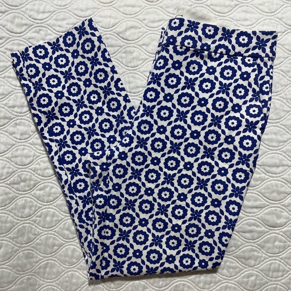 BODEN-Richmond Floral print 7/8 Trousers in Greek Blue